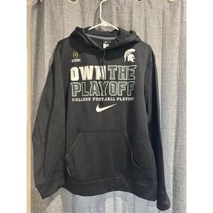 Michigan State Football Playoff‎ Hoodie Men's Large Nike Therma-Fit Black